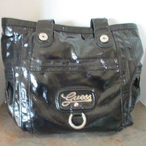 Black patent leather Guess tote